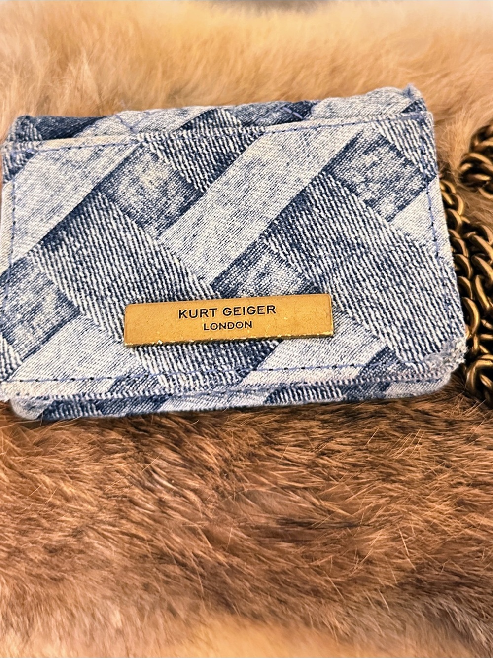 Kurt Geiger Quilted Denim Patchwork Crossbody – Blue - Picture 3 of 9